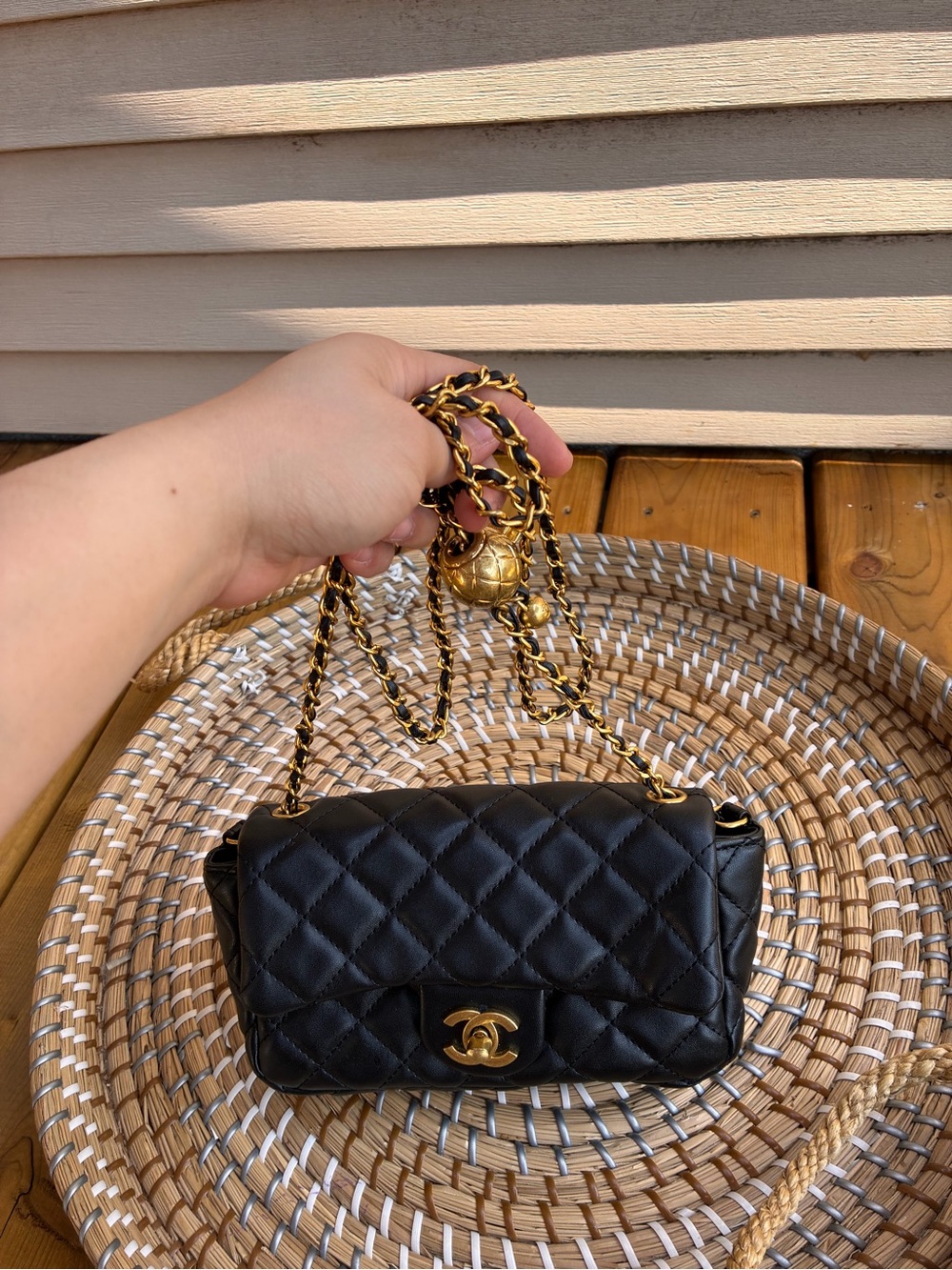 CHANEL VIP bag Black Quilted Mini Shoulder Bag with Gold Chain